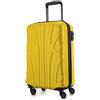 SUITLINE - Valigia per cabina, bagaglio a mano rigido, 4 doppie ruote, TSA, 100% ABS opaco, 55 cm, 34 litri, Giallo