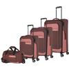 travelite set di valigie a 4 ruote con guscio morbido in materiale riciclato, misure L/M/S + borsa da viaggio, serie di valigie VIIA: set di trolley con bagaglio a mano in formato bagaglio a mano IATA