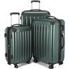 Hauptstadtkoffer ALEX Set di 3 Valigie - Bagaglio a Mano 55 cm, Valigia Media 65 cm e Valigia Grande 75 cm, Rigide ABS+PC, Lucchetto a Combinazione, Verde scuro