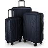 SUITLINE - Set di 3 valigie, Valigie da viaggio, trolley, Valigie con guscio rigido, TSA, (55 cm, 66 cm, 76 cm), 100% ABS, opaco, Blu scuro