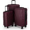SUITLINE - Set di 3 valigie, Valigie da viaggio, trolley, Valigie con guscio rigido, TSA, (55 cm, 66 cm, 76 cm), 100% ABS, opaco, Borgogna