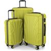 SUITLINE - Set di 3 valigie, Valigie da viaggio, trolley, Valigie con guscio rigido, TSA, (55 cm, 66 cm, 76 cm), 100% ABS, opaco, Farn