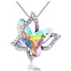 CERSLIMO Collana con ciondolo a forma di cuore con diamanti per ragazze, collana con ciondolo a forma di cuore in cristallo, idea regalo per compleanno, Natale, collane per bambini, Oro Bianco
