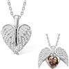 GSTFY Collana con medaglione personalizzabile con ali d'angelo e zirconia cubica, a forma di cuore, con foto all'interno, gioiello commemorativo, regalo di compleanno per la mamma