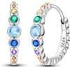 NARMO 925 Sterling Silver Hoop Orecchini per le Donne Colorato Arcobaleno Cubic Zirconia Hoop Orecchini per le Ragazze