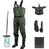 SWAWIS Scafandro da Pesca Waders in Verde Militare Tute Impermeabili Traspiranti Adatte per Cantieri Edili, Adatto a Uomo e Donna 46W