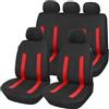upgrade4cars Set di rivestimenti universali per auto, colore rosso | Coprisedili per auto, anteriori e posteriori | Coprisedile per auto, colore nero | Accessori per auto, interni | Regali per donne e uomini