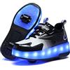 Ehauuo Scarpe a rullo unisex per bambini, con ruote scintillanti, per ragazze, si illuminano con pattini a rotelle, scarpe da ginnastica ricaricabili lampeggianti per regalo, K-nero., 4.5 Big Kid