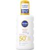 NIVEA SUN Sensitiv Protezione immediata Spray solare SPF 50+, latte solare con SPF 50+, per pelli sensibili, protezione solare impermeabile e senza profumo, per allergie solari (200 ml)