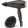 BaByliss Asciugacapelli MADE IN ITALY Smooth Pro, Motore AC Phon Capelli Professionale,2200W, diffusore e concentartore, funzione anti-crespo,2 velocità - 3 temperature, tasto aria fredda, nero,6709DE