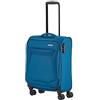 travelite 4 ruote valigia a mano a guscio morbido, dimensioni bagaglio a mano IATA; serie CHIOS, trolley con protezione bordi + funzione clip-on, 55 cm, 34 litri