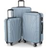 SUITLINE - Set di 3 valigie, Valigie da viaggio, trolley, Valigie con guscio rigido, TSA, (55 cm, 66 cm, 76 cm), 100% ABS, opaco, Piscina blu