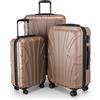 SUITLINE - Set di 3 valigie, Valigie da viaggio, trolley, Valigie con guscio rigido, TSA, (55 cm, 66 cm, 76 cm), 100% ABS, opaco, Oro