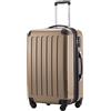 Hauptstadtkoffer ALEX Trolley Rigido Espandibile 65 cm (74 L) con Lucchetto TSA, Valigia da Viaggio Robusta con 4 Ruote Doppie, Champagne