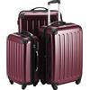 HAUPTSTADTKOFFER - Alex - Set di 3 valigie (S, M & L), 235 litri, Colore Bordeaux