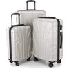 SUITLINE - Set di 3 valigie, Valigie da viaggio, trolley, Valigie con guscio rigido, TSA, (55 cm, 66 cm, 76 cm), 100% ABS, opaco, Bianco