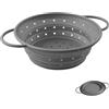RHAFAYRE Colino da cucina pieghevole in silicone con manici, scolapasta per scolare pasta, verdure, frutta e fagioli, 22 cm, grigio
