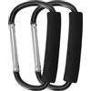 TLDBATICE 2 ganci per passeggini, moschettoni per passeggini, Mummy Clip in lega di alluminio con spugna per borse, ganci per passeggini, nero (13 cm x 7,5 cm)