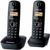Panasonic KX-TG1612FRH, telefono DECT wireless Duo senza segreteria telefonica, colore nero [versione francese]