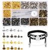 Cjytdkj Set di rivetti in pelle, 480 pezzi, in pelle, con borchie cave, borchie per vestiti, doppia punta, borchie cave, per fai da te in pelle, vestiti, borse, scarpe