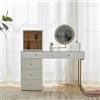 Kelodan Set da toeletta 120 x 45 x 115 cm, specchio illuminato a LED, piano in vetro temperato, lato tavolo da toeletta e armadio, mobili eleganti, bianco (senza sgabello)