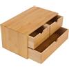 Owneed Scatola portaoggetti in bambù, 3 cassetti, per ufficio, casa, ufficio, decorazione, cosmetici, utensili, 33 x 19 cm