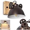 hofstein Lampada da parete Svanfolk, lampada da parete in metallo e legno in nero/marrone/natura, 1 luce, con faretto regolabile, 1 attacco E14, design retro/vintage, senza lampadina/e
