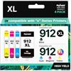 Sqwekd 912 912XL Cartucce compatibile per HP 912 XL per HP OfficeJet 8010 8012 8013 8014 8015 8017 8018 per OfficeJet Pro 8020 8022 8023 8024 8025 8026 8028 8030(Nero, Ciano, Magenta Giallo, 4-Pack)