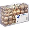 Relaxdays Palline di Natale, in Set da 100, Addobbi Natalizi, Opache, Lucide, Glitterate, ∅ 3,4 e 6 cm, Deco, Champagne