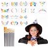 WOFEU 16 pz Face Paint Stencils,riutilizzabile Face Painting Stencils temporanea con 10 penne da disegno,tatuaggi Body Paint Stencils Trucco pittura modelli per Halloween Holiday Party