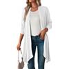MSIYOW Cardigan Donna Lungo Manica Lunga Cardigan Leggero Estivo Autunnale Coprispalle Elegante Casual (L, Bianco)
