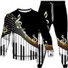 HuazomeeHZM Note Musicali Chiave di Violino Spartito 3D Stampato Donne Uomini Tuta Felpa E Jogger Pantaloni Set 2 Pezzi Set con Tasca