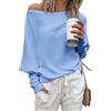 Zenlonr Maglioni Autunnali da Donna 2025 Casual a Maniche Lunghe a Pipistrello Allentati con Spalle Scoperte Pullover in Maglia Top, Azzurro Chiaro, X-Large