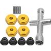 Dilwe Adattatore Esagonale per Ruota RC, Adattatore Esagonale per Ruota Autocarro da 12 Mm 1/10 RC + Dado Antiscivolo + Bullone + Chiave a Croce Parte Giocattolo Modello RC(Oro)