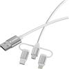 Verbatim Essentials - Cavo 3 in 1 da USB-A a USB-C, Micro & Lightning, 18 W, QC 3.0, cavo dati per iPhone 17 16, Samsung Galaxy S25, Google Pixel 9, iPad, MacBook Air, cavo di ricarica rapida USB C