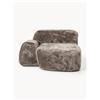 Westwing Collection Modulo angolare chaise longue in teddy bouclé Wolke -