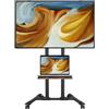 Unyqoos Uniqoos® Mobiler, supporto TV regolabile con rotelle e ripiano per laptop, adatto per televisori da 32 a 85 pollici, compatibile con standard VESA 100x100-600x400 mm, con capacità di carico fino a 60 kg, e altezza regolabile da 121 a 150 cm