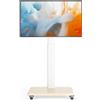 Unyqoos Supporto mobile regolabile per TV Unyqoos®, con rotelle a 360°, adatto per schermi da 27 a 65 pollici (standard VESA 100x100-400x400), struttura in acciaio legato e base in legno, capacità di carico: 200 kg