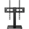 Unyqoos Supporto TV regolabile Unyqoos® con base girevole e piano in vetro, per televisori da 27 a 65 pollici, standard VESA 100 x 100 mm, capacità massima di 15 kg, con sistema di gestione dei cavi e ripiano portaoggetti