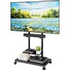 Unyqoos Uniqoos® Mobiler, piedistallo regolabile in altezza per televisori da 50 a 90 pollici (VESA fino a 600x400 mm) - inclinabile e girevole, con 4 ruote bloccabili, supporto per soundbar e ripiani, struttura in acciaio robusta