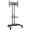 Unyqoos Supporto TV regolabile Unyqoos® con rotelle, per televisori da 32 a 70 pollici, colore nero - altezza regolabile da 1120 a 1520 mm, capacità di carico 45,5 kg, ripiano per dispositivi AV con capacità di carico di 4,5 kg, sistema di gestione dei …