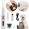 Unyqoos Tagliacapelli per animali domestici Unyqoos® con display LED, silenzioso, a batteria, con autonomia di 500 mAh (1,5-2 ore), dotato di 2 lame, cavo di ricarica USB, impermeabile - per una cura precisa di cani e gatti