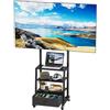 Unyqoos Supporto TV regolabile in altezza Unyqoos® con ruote e cassetto rivestito in tessuto, mobile, per schermi da 32-55" (81-149 cm) - 4 ruote, 2 bloccabili, sistema di montaggio universale