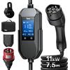 Tera Mobile Wallbox EV Caricatore Tipo 2: 11 kW 400 V 7,5 m 6-16 A Display 2,8" Trifase CE & IP66 Cavo di ricarica con borsa Accessori per auto elettrica Adattatore EV P06