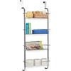 Relaxdays Mensole da Bagno Cromate, Scaffale da Doccia, Metallo, Organizer Cucina da Parete, HLP: 112x45x23 cm, Argento