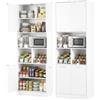 hitsuki Set da 2 Mobile Cucina 60x40x180.5cm Credenza con Ripiani Regolabili Armadio Salvaspazio per Cucina Soggiorno Bagno Bianco