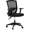 ALPHA HOME - Sedia da ufficio ergonomica, con schienale medio in rete, sedia da computer con supporto lombare, con braccioli regolabili e cuscino per seduta, sedia girevole da scrivania (nero)