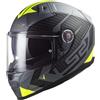 LS2, Casco Moto Integrale VECTOR II SPLITTER Matt Titanium H-V Yellow, L