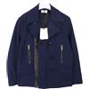 Zapa Giacca ZAPA Uomo UK 38 Doppiopetto Con Zip Rigido In Finta Pelle Blu Navy