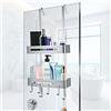 GJCrafts Portaoggetti da doccia da appendere, ripiano da appendere sopra la porta con 2 ripiani, senza bisogno di forare. Organizer da bagno con 5 ganci, ripiano portaoggetti per shampoo e gel.